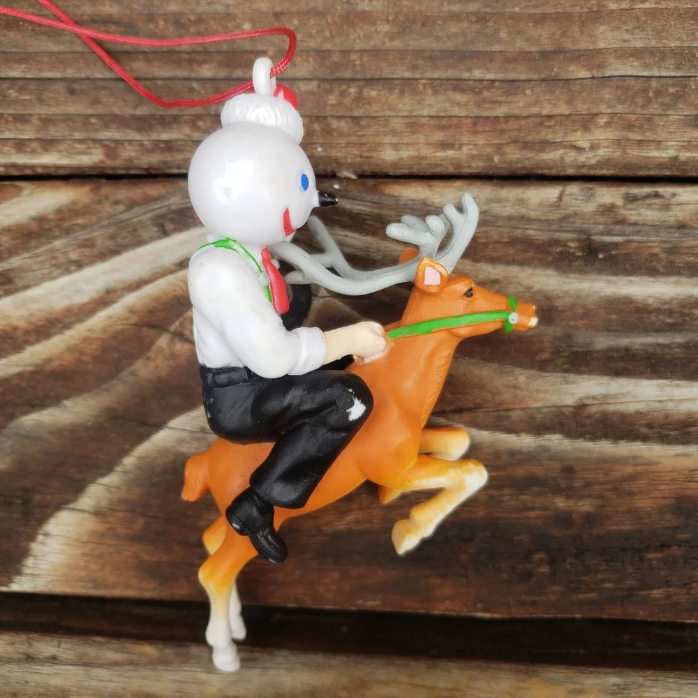 (3) Jack In The Box Ornaments- Jack In The Box Riding A Reindeer